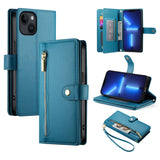 Nine Card-slot Zipper Wallet Bag Leather Phone Case, For iPhone 14 Pro Max, For iPhone 13 Pro Max, For iPhone 13 Pro, For iPhone 13, For iPhone 13 mini, For iPhone 12 / 12 Pro, For iPhone 12 Pro Max, For iPhone 12 mini