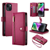 Nine Card-slot Zipper Wallet Bag Leather Phone Case, For iPhone 16, For iPhone 15 Pro Max, For iPhone 15 Pro, For iPhone 15 Plus, For iPhone 15, For iPhone 14 Plus, For iPhone 14, For iPhone 14 Pro