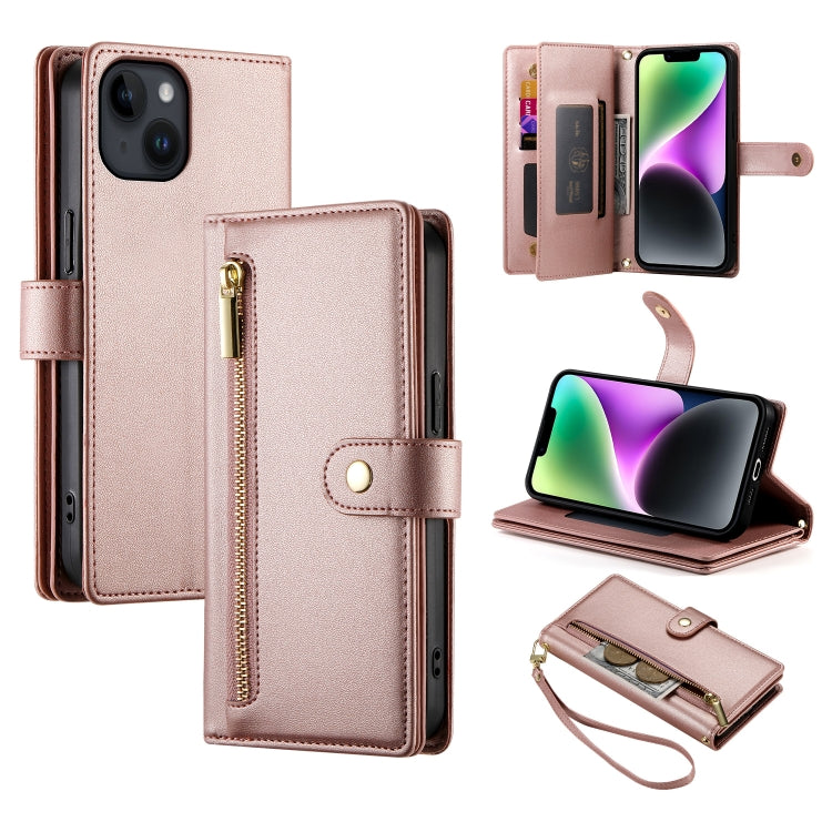 Nine Card-slot Zipper Wallet Bag Leather Phone Case, For iPhone 16, For iPhone 15 Pro Max, For iPhone 15 Pro, For iPhone 15 Plus, For iPhone 15, For iPhone 14 Plus, For iPhone 14, For iPhone 14 Pro