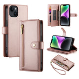 Nine Card-slot Zipper Wallet Bag Leather Phone Case, For iPhone 16, For iPhone 15 Pro Max, For iPhone 15 Pro, For iPhone 15 Plus, For iPhone 15, For iPhone 14 Plus, For iPhone 14, For iPhone 14 Pro