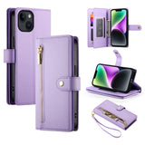 Nine Card-slot Zipper Wallet Bag Leather Phone Case, For iPhone 16, For iPhone 15 Pro Max, For iPhone 15 Pro, For iPhone 15 Plus, For iPhone 15, For iPhone 14 Plus, For iPhone 14, For iPhone 14 Pro