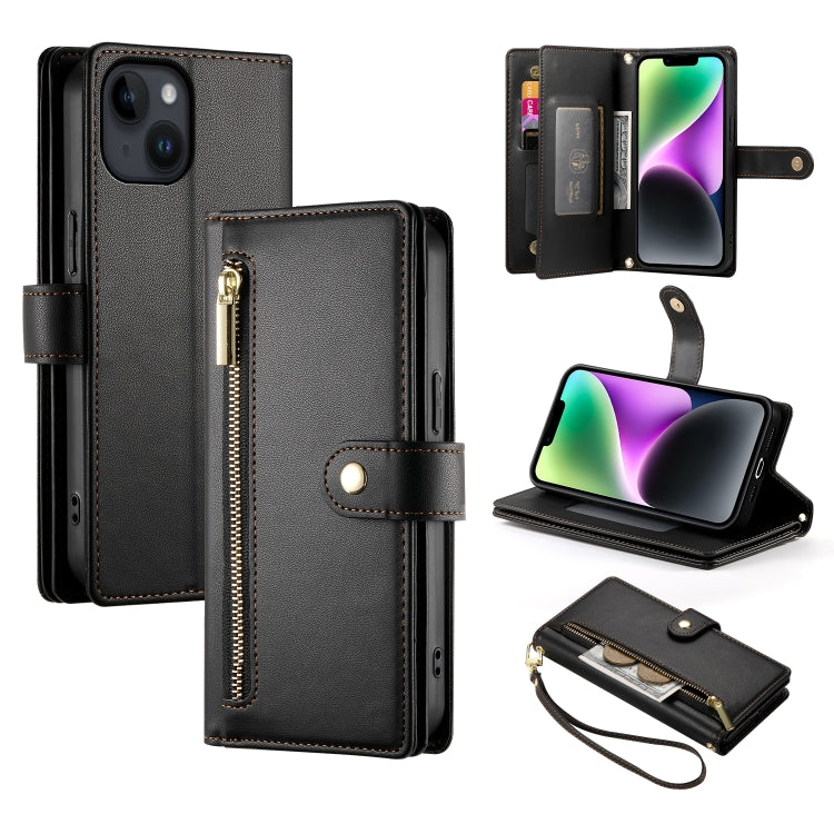 Nine Card-slot Zipper Wallet Bag Leather Phone Case, For iPhone 16, For iPhone 15 Pro Max, For iPhone 15 Pro, For iPhone 15 Plus, For iPhone 15, For iPhone 14 Plus, For iPhone 14, For iPhone 14 Pro