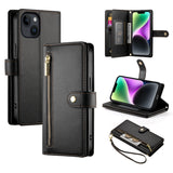 Nine Card-slot Zipper Wallet Bag Leather Phone Case, For iPhone 16, For iPhone 15 Pro Max, For iPhone 15 Pro, For iPhone 15 Plus, For iPhone 15, For iPhone 14 Plus, For iPhone 14, For iPhone 14 Pro