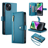 Nine Card-slot Zipper Wallet Bag Leather Phone Case, For iPhone 16, For iPhone 15 Pro Max, For iPhone 15 Pro, For iPhone 15 Plus, For iPhone 15, For iPhone 14 Plus, For iPhone 14, For iPhone 14 Pro