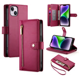 Nine Card-slot Zipper Wallet Bag Leather Phone Case, For iPhone 16, For iPhone 15 Pro Max, For iPhone 15 Pro, For iPhone 15 Plus, For iPhone 15, For iPhone 14 Plus, For iPhone 14, For iPhone 14 Pro