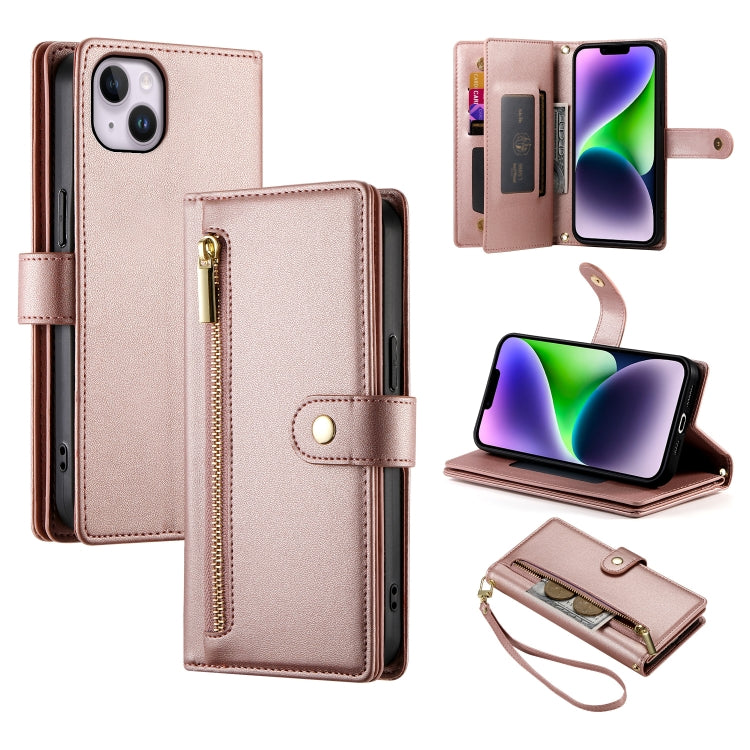 Nine Card-slot Zipper Wallet Bag Leather Phone Case, For iPhone 16, For iPhone 15 Pro Max, For iPhone 15 Pro, For iPhone 15 Plus, For iPhone 15, For iPhone 14 Plus, For iPhone 14, For iPhone 14 Pro