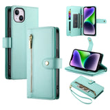 Nine Card-slot Zipper Wallet Bag Leather Phone Case, For iPhone 16, For iPhone 15 Pro Max, For iPhone 15 Pro, For iPhone 15 Plus, For iPhone 15, For iPhone 14 Plus, For iPhone 14, For iPhone 14 Pro