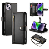 Nine Card-slot Zipper Wallet Bag Leather Phone Case, For iPhone 16, For iPhone 15 Pro Max, For iPhone 15 Pro, For iPhone 15 Plus, For iPhone 15, For iPhone 14 Plus, For iPhone 14, For iPhone 14 Pro