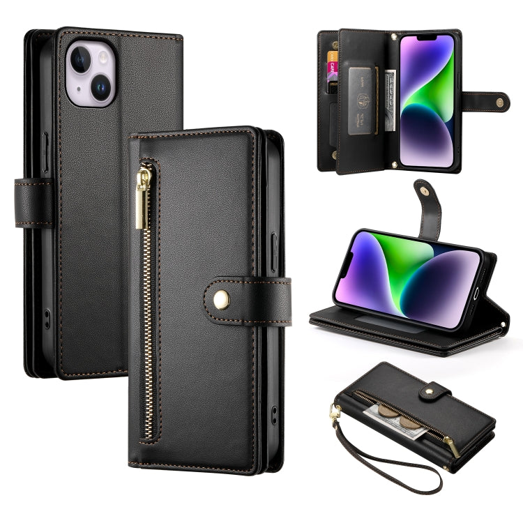 Nine Card-slot Zipper Wallet Bag Leather Phone Case, For iPhone 16, For iPhone 15 Pro Max, For iPhone 15 Pro, For iPhone 15 Plus, For iPhone 15, For iPhone 14 Plus, For iPhone 14, For iPhone 14 Pro