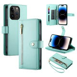 Nine Card-slot Zipper Wallet Bag Leather Phone Case, For iPhone 16, For iPhone 15 Pro Max, For iPhone 15 Pro, For iPhone 15 Plus, For iPhone 15, For iPhone 14 Plus, For iPhone 14, For iPhone 14 Pro