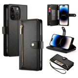 Nine Card-slot Zipper Wallet Bag Leather Phone Case, For iPhone 16, For iPhone 15 Pro Max, For iPhone 15 Pro, For iPhone 15 Plus, For iPhone 15, For iPhone 14 Plus, For iPhone 14, For iPhone 14 Pro