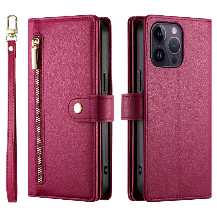 Nine Card-slot Zipper Wallet Bag Leather Phone Case, For iPhone 14 Pro Max, For iPhone 13 Pro Max, For iPhone 13 Pro, For iPhone 13, For iPhone 13 mini, For iPhone 12 / 12 Pro, For iPhone 12 Pro Max, For iPhone 12 mini