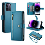 Nine Card-slot Zipper Wallet Bag Leather Phone Case, For iPhone 14 Pro Max, For iPhone 13 Pro Max, For iPhone 13 Pro, For iPhone 13, For iPhone 13 mini, For iPhone 12 / 12 Pro, For iPhone 12 Pro Max, For iPhone 12 mini