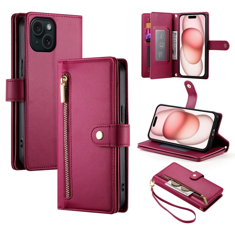 Nine Card-slot Zipper Wallet Bag Leather Phone Case, For iPhone 16, For iPhone 15 Pro Max, For iPhone 15 Pro, For iPhone 15 Plus, For iPhone 15, For iPhone 14 Plus, For iPhone 14, For iPhone 14 Pro