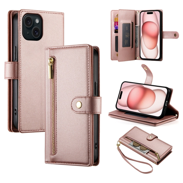 Nine Card-slot Zipper Wallet Bag Leather Phone Case, For iPhone 16, For iPhone 15 Pro Max, For iPhone 15 Pro, For iPhone 15 Plus, For iPhone 15, For iPhone 14 Plus, For iPhone 14, For iPhone 14 Pro