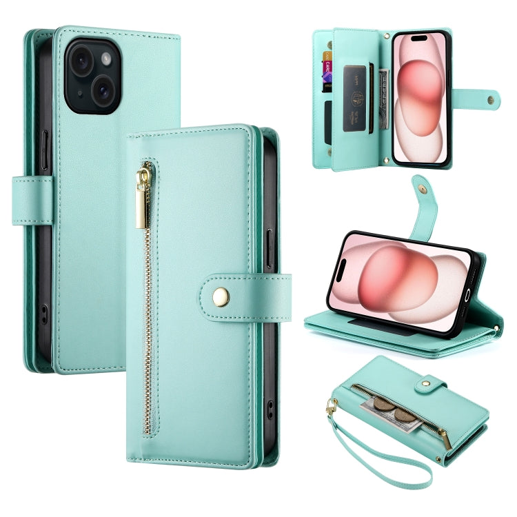 Nine Card-slot Zipper Wallet Bag Leather Phone Case, For iPhone 16, For iPhone 15 Pro Max, For iPhone 15 Pro, For iPhone 15 Plus, For iPhone 15, For iPhone 14 Plus, For iPhone 14, For iPhone 14 Pro