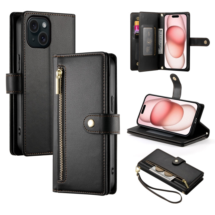 Nine Card-slot Zipper Wallet Bag Leather Phone Case, For iPhone 16, For iPhone 15 Pro Max, For iPhone 15 Pro, For iPhone 15 Plus, For iPhone 15, For iPhone 14 Plus, For iPhone 14, For iPhone 14 Pro