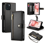 Nine Card-slot Zipper Wallet Bag Leather Phone Case, For iPhone 16, For iPhone 15 Pro Max, For iPhone 15 Pro, For iPhone 15 Plus, For iPhone 15, For iPhone 14 Plus, For iPhone 14, For iPhone 14 Pro