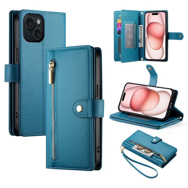 Nine Card-slot Zipper Wallet Bag Leather Phone Case, For iPhone 16, For iPhone 15 Pro Max, For iPhone 15 Pro, For iPhone 15 Plus, For iPhone 15, For iPhone 14 Plus, For iPhone 14, For iPhone 14 Pro