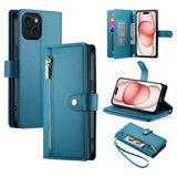 Nine Card-slot Zipper Wallet Bag Leather Phone Case, For iPhone 16, For iPhone 15 Pro Max, For iPhone 15 Pro, For iPhone 15 Plus, For iPhone 15, For iPhone 14 Plus, For iPhone 14, For iPhone 14 Pro