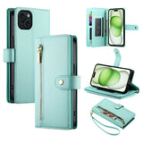 Nine Card-slot Zipper Wallet Bag Leather Phone Case, For iPhone 16, For iPhone 15 Pro Max, For iPhone 15 Pro, For iPhone 15 Plus, For iPhone 15, For iPhone 14 Plus, For iPhone 14, For iPhone 14 Pro