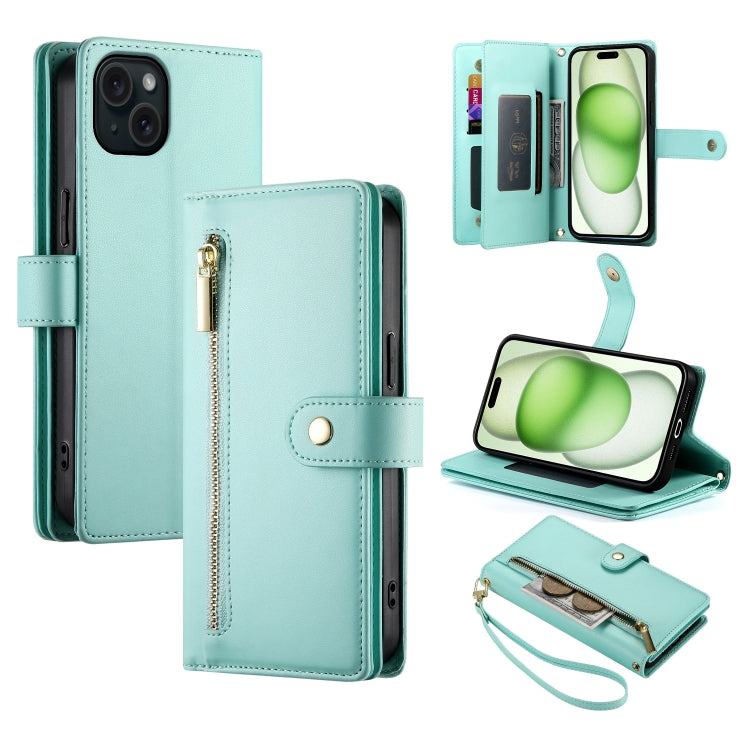 Nine Card-slot Zipper Wallet Bag Leather Phone Case, For iPhone 16, For iPhone 15 Pro Max, For iPhone 15 Pro, For iPhone 15 Plus, For iPhone 15, For iPhone 14 Plus, For iPhone 14, For iPhone 14 Pro