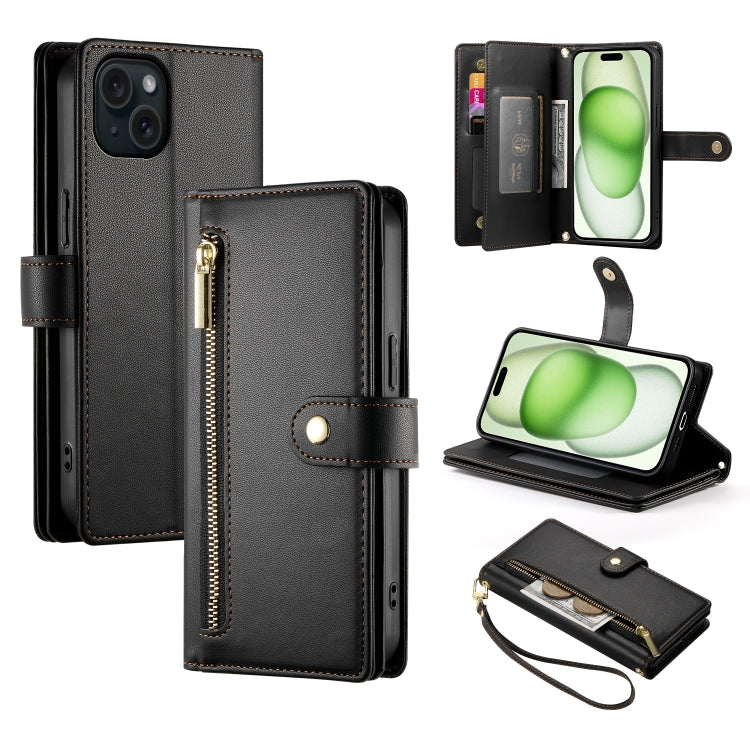 Nine Card-slot Zipper Wallet Bag Leather Phone Case, For iPhone 16, For iPhone 15 Pro Max, For iPhone 15 Pro, For iPhone 15 Plus, For iPhone 15, For iPhone 14 Plus, For iPhone 14, For iPhone 14 Pro