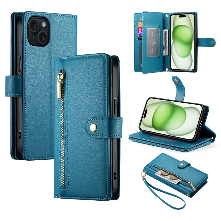 Nine Card-slot Zipper Wallet Bag Leather Phone Case, For iPhone 16, For iPhone 15 Pro Max, For iPhone 15 Pro, For iPhone 15 Plus, For iPhone 15, For iPhone 14 Plus, For iPhone 14, For iPhone 14 Pro