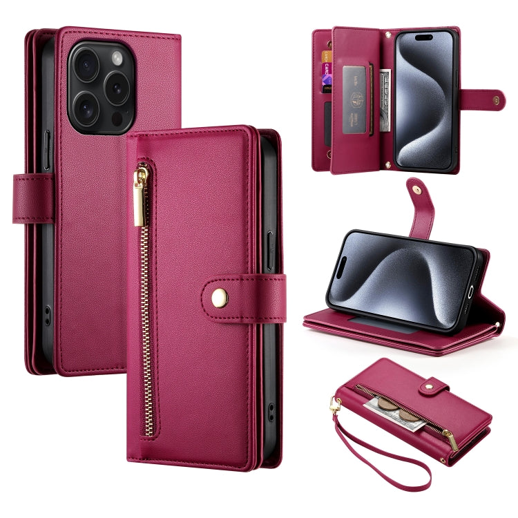 Nine Card-slot Zipper Wallet Bag Leather Phone Case, For iPhone 16, For iPhone 15 Pro Max, For iPhone 15 Pro, For iPhone 15 Plus, For iPhone 15, For iPhone 14 Plus, For iPhone 14, For iPhone 14 Pro
