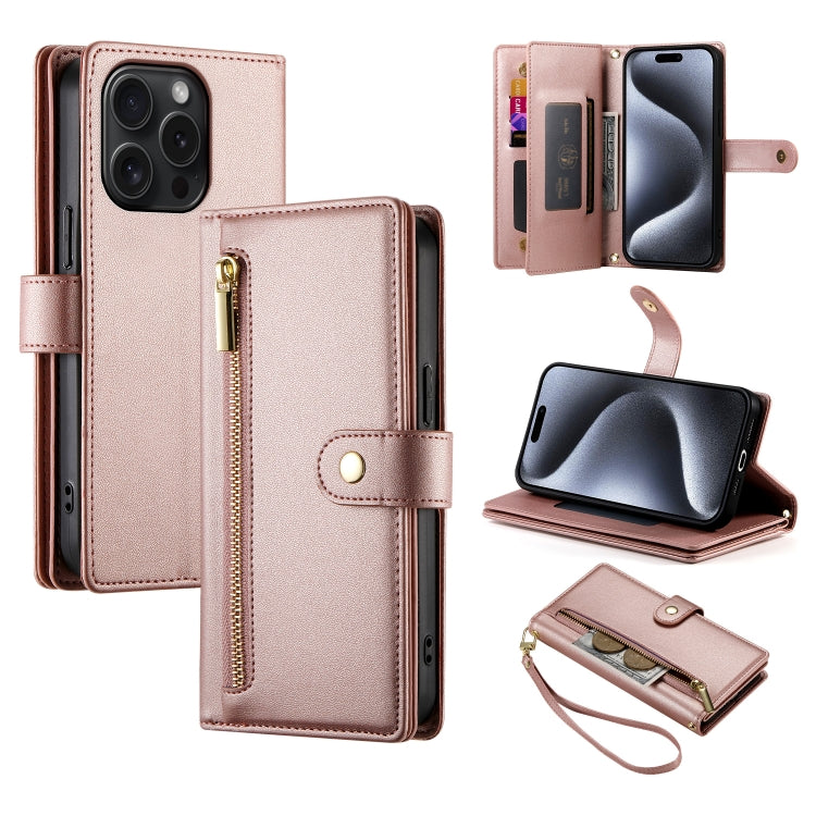 Nine Card-slot Zipper Wallet Bag Leather Phone Case, For iPhone 16, For iPhone 15 Pro Max, For iPhone 15 Pro, For iPhone 15 Plus, For iPhone 15, For iPhone 14 Plus, For iPhone 14, For iPhone 14 Pro