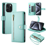 Nine Card-slot Zipper Wallet Bag Leather Phone Case, For iPhone 16, For iPhone 15 Pro Max, For iPhone 15 Pro, For iPhone 15 Plus, For iPhone 15, For iPhone 14 Plus, For iPhone 14, For iPhone 14 Pro