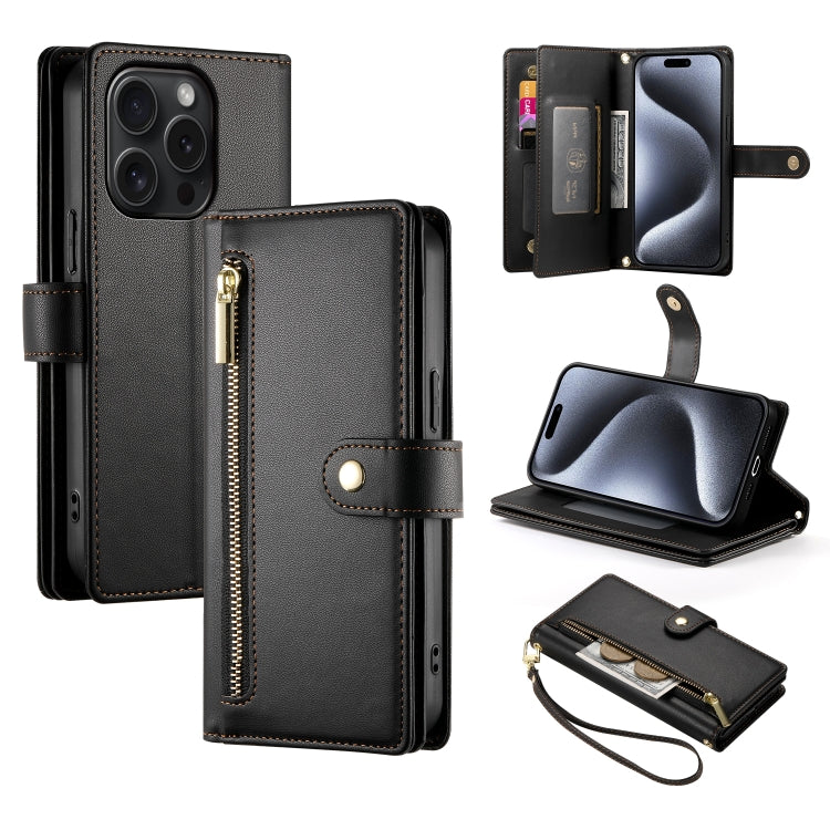 Nine Card-slot Zipper Wallet Bag Leather Phone Case, For iPhone 16, For iPhone 15 Pro Max, For iPhone 15 Pro, For iPhone 15 Plus, For iPhone 15, For iPhone 14 Plus, For iPhone 14, For iPhone 14 Pro