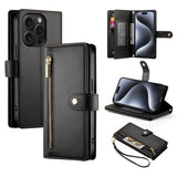 Nine Card-slot Zipper Wallet Bag Leather Phone Case, For iPhone 16, For iPhone 15 Pro Max, For iPhone 15 Pro, For iPhone 15 Plus, For iPhone 15, For iPhone 14 Plus, For iPhone 14, For iPhone 14 Pro