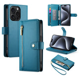 Nine Card-slot Zipper Wallet Bag Leather Phone Case, For iPhone 16, For iPhone 15 Pro Max, For iPhone 15 Pro, For iPhone 15 Plus, For iPhone 15, For iPhone 14 Plus, For iPhone 14, For iPhone 14 Pro