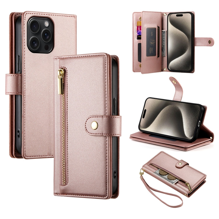 Nine Card-slot Zipper Wallet Bag Leather Phone Case, For iPhone 16, For iPhone 15 Pro Max, For iPhone 15 Pro, For iPhone 15 Plus, For iPhone 15, For iPhone 14 Plus, For iPhone 14, For iPhone 14 Pro