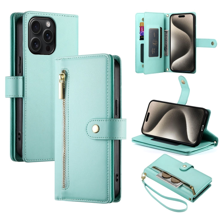 Nine Card-slot Zipper Wallet Bag Leather Phone Case, For iPhone 16, For iPhone 15 Pro Max, For iPhone 15 Pro, For iPhone 15 Plus, For iPhone 15, For iPhone 14 Plus, For iPhone 14, For iPhone 14 Pro