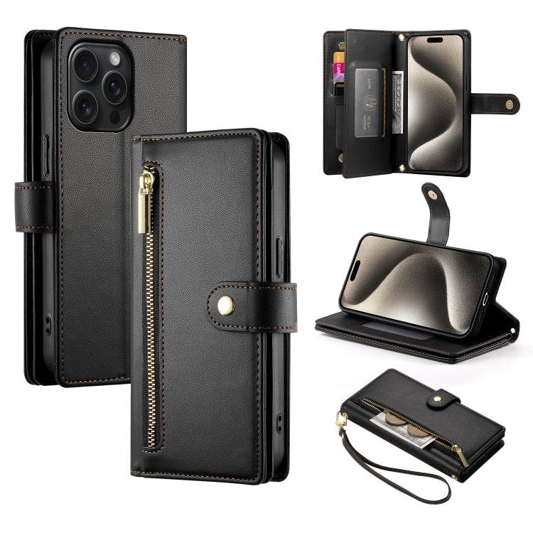 Nine Card-slot Zipper Wallet Bag Leather Phone Case, For iPhone 16, For iPhone 15 Pro Max, For iPhone 15 Pro, For iPhone 15 Plus, For iPhone 15, For iPhone 14 Plus, For iPhone 14, For iPhone 14 Pro