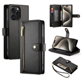 Nine Card-slot Zipper Wallet Bag Leather Phone Case, For iPhone 16, For iPhone 15 Pro Max, For iPhone 15 Pro, For iPhone 15 Plus, For iPhone 15, For iPhone 14 Plus, For iPhone 14, For iPhone 14 Pro