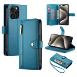 Nine Card-slot Zipper Wallet Bag Leather Phone Case, For iPhone 16, For iPhone 15 Pro Max, For iPhone 15 Pro, For iPhone 15 Plus, For iPhone 15, For iPhone 14 Plus, For iPhone 14, For iPhone 14 Pro