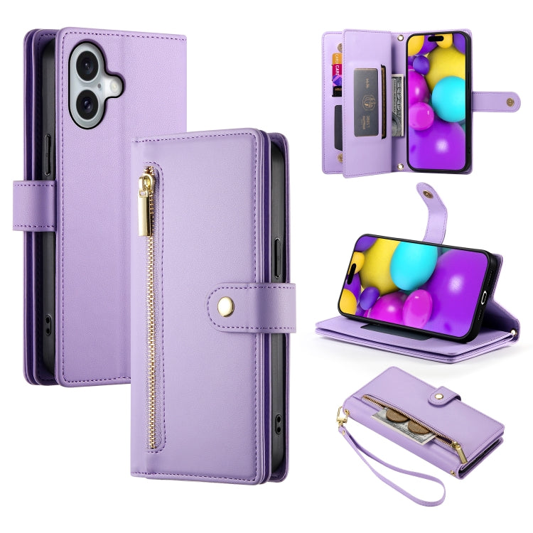 Nine Card-slot Zipper Wallet Bag Leather Phone Case, For iPhone 16, For iPhone 15 Pro Max, For iPhone 15 Pro, For iPhone 15 Plus, For iPhone 15, For iPhone 14 Plus, For iPhone 14, For iPhone 14 Pro