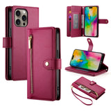 Nine Card-slot Zipper Wallet Bag Leather Phone Case, For iPhone 17 Pro Max, For iPhone 17 Pro, For iPhone 17, For iPhone Air, For iPhone 16e, For iPhone 16 Pro Max, For iPhone 16 Pro, For iPhone 16 Plus