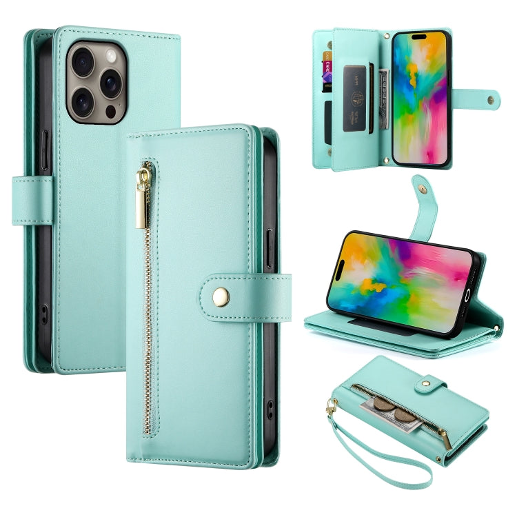 Nine Card-slot Zipper Wallet Bag Leather Phone Case, For iPhone 17 Pro Max, For iPhone 17 Pro, For iPhone 17, For iPhone Air, For iPhone 16e, For iPhone 16 Pro Max, For iPhone 16 Pro, For iPhone 16 Plus