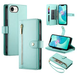 Nine Card-slot Zipper Wallet Bag Leather Phone Case, For iPhone 17 Pro Max, For iPhone 17 Pro, For iPhone 17, For iPhone Air, For iPhone 16e, For iPhone 16 Pro Max, For iPhone 16 Pro, For iPhone 16 Plus
