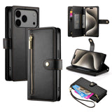 Nine Card-slot Zipper Wallet Bag Leather Phone Case, For iPhone 17 Pro Max, For iPhone 17 Pro, For iPhone 17, For iPhone Air, For iPhone 16e, For iPhone 16 Pro Max, For iPhone 16 Pro, For iPhone 16 Plus
