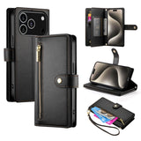 Nine Card-slot Zipper Wallet Bag Leather Phone Case, For iPhone 17 Pro Max, For iPhone 17 Pro, For iPhone 17, For iPhone Air, For iPhone 16e, For iPhone 16 Pro Max, For iPhone 16 Pro, For iPhone 16 Plus