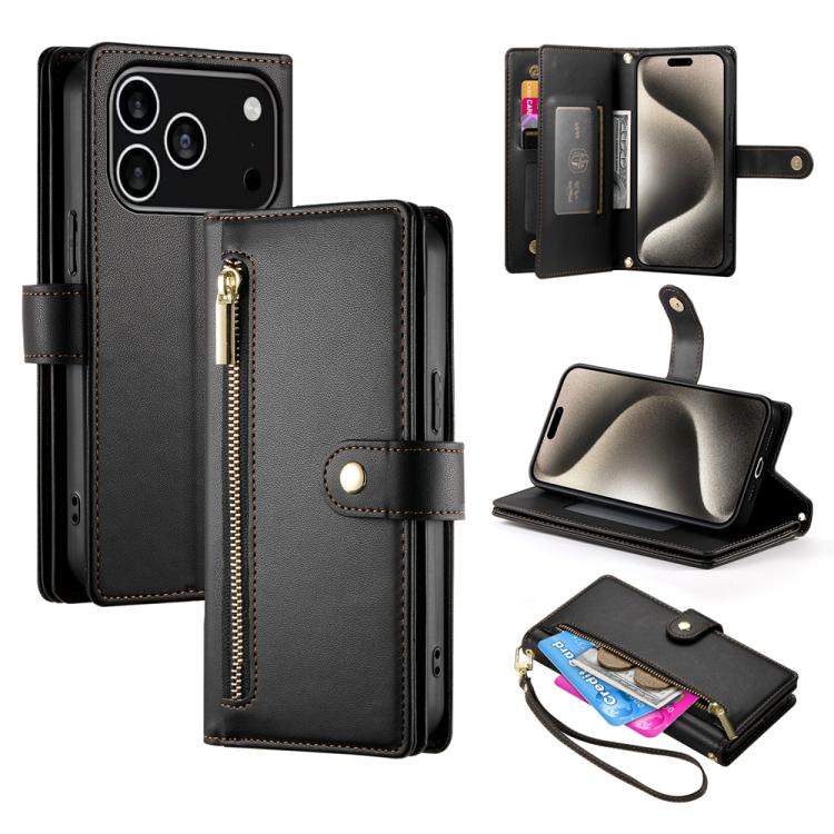 Nine Card-slot Zipper Wallet Bag Leather Phone Case, For iPhone 17 Pro Max, For iPhone 17 Pro, For iPhone 17, For iPhone Air, For iPhone 16e, For iPhone 16 Pro Max, For iPhone 16 Pro, For iPhone 16 Plus