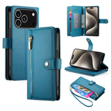 Nine Card-slot Zipper Wallet Bag Leather Phone Case, For iPhone 17 Pro Max, For iPhone 17 Pro, For iPhone 17, For iPhone Air, For iPhone 16e, For iPhone 16 Pro Max, For iPhone 16 Pro, For iPhone 16 Plus