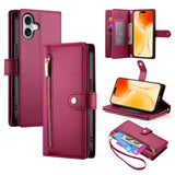 Nine Card-slot Zipper Wallet Bag Leather Phone Case, For iPhone 17 Pro Max, For iPhone 17 Pro, For iPhone 17, For iPhone Air, For iPhone 16e, For iPhone 16 Pro Max, For iPhone 16 Pro, For iPhone 16 Plus