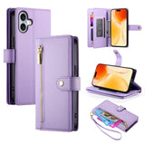 Nine Card-slot Zipper Wallet Bag Leather Phone Case, For iPhone 17 Pro Max, For iPhone 17 Pro, For iPhone 17, For iPhone Air, For iPhone 16e, For iPhone 16 Pro Max, For iPhone 16 Pro, For iPhone 16 Plus