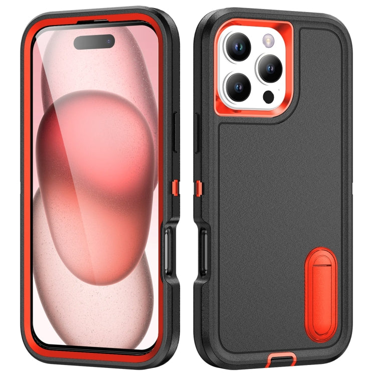 Rugged PC + Silicone Phone Case with Holder, For iPhone Air, For iPhone 16 Pro Max, For iPhone 16 Pro, For iPhone 16 Plus